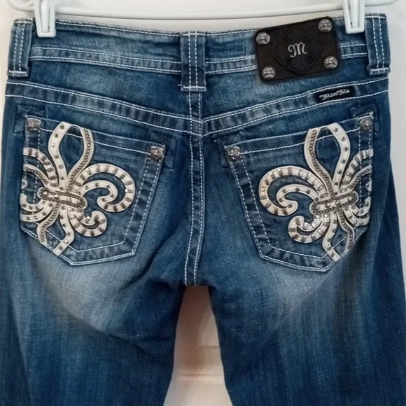 Miss Me Women's Blue Boot Cut Jeans with Raw Hem Size 29 - Picture 4 of 16
